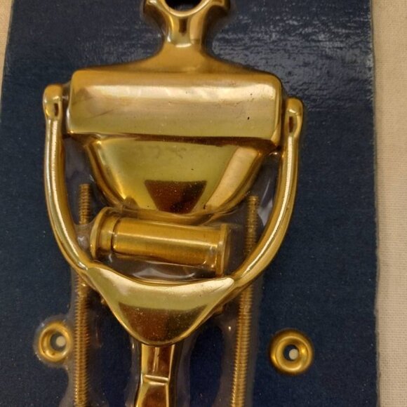 NIP Hager CD7671 6” Solid Brass Door Knocker with Viewer - Picture 2 of 7